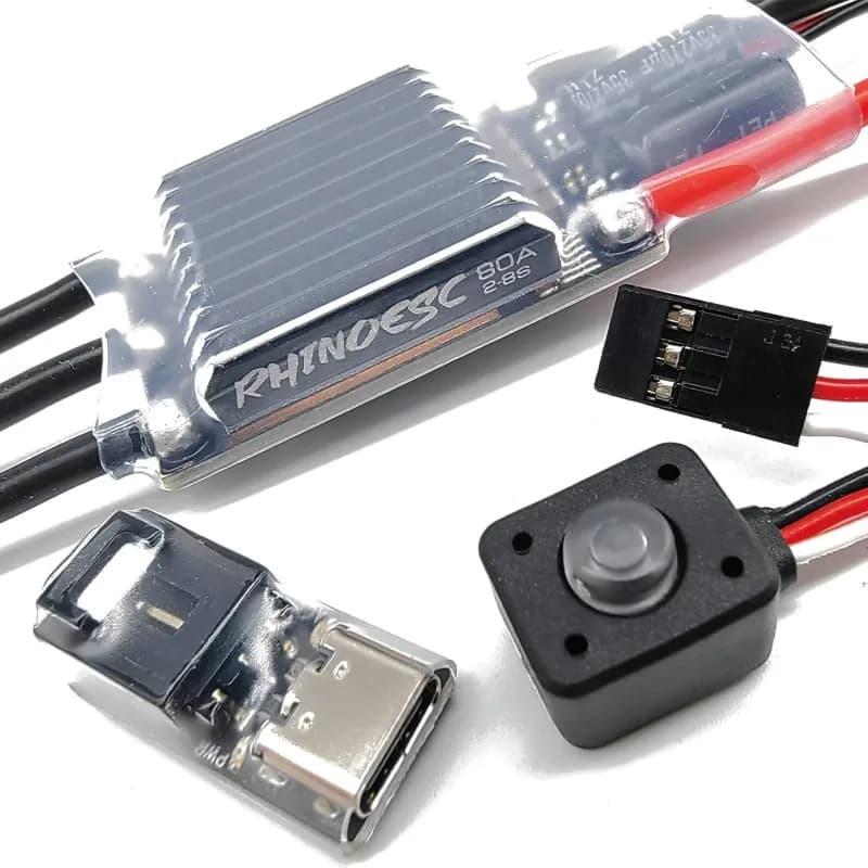 RhinoESC AM32 80A Crawler ESC with Adjustable BEC for 1/8 and 1/10 Scale RC Car