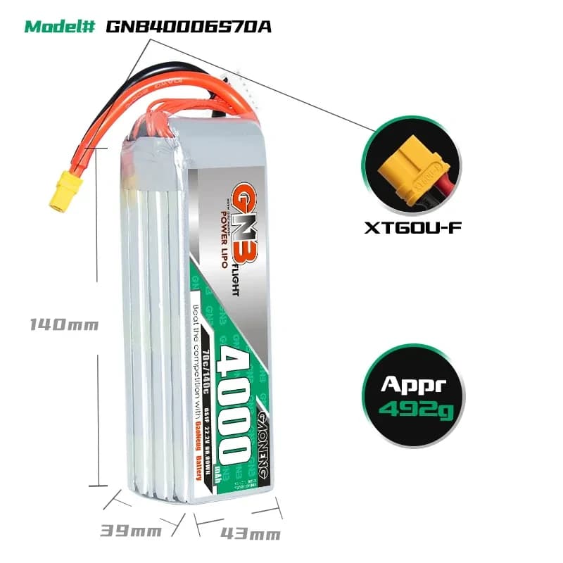GNB 6S 22.2V 4000mAh 70C